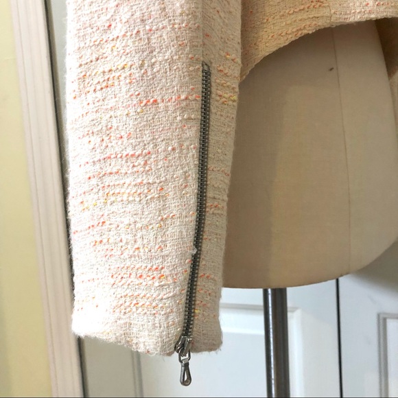 NEW Zara Biker Zip Pockets Lined Jacket Coat Blazer Size XL Cream Color - Picture 6 of 12